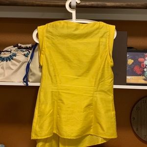 Silk bright yellow high low blouse